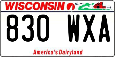 WI license plate 830WXA