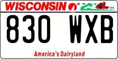 WI license plate 830WXB