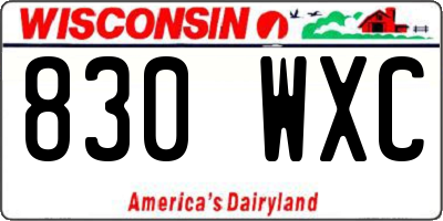 WI license plate 830WXC