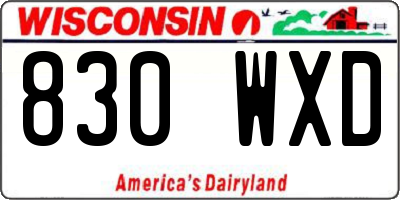 WI license plate 830WXD