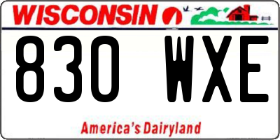 WI license plate 830WXE