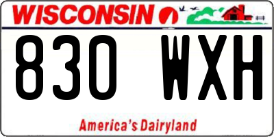 WI license plate 830WXH