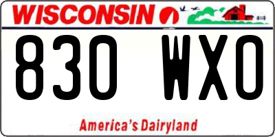 WI license plate 830WXO