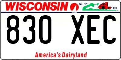 WI license plate 830XEC
