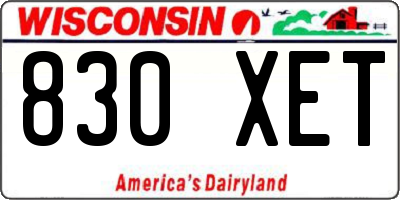 WI license plate 830XET