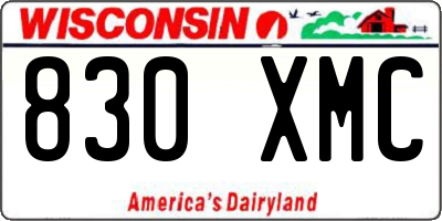 WI license plate 830XMC