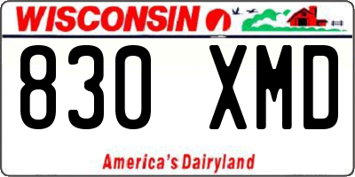 WI license plate 830XMD