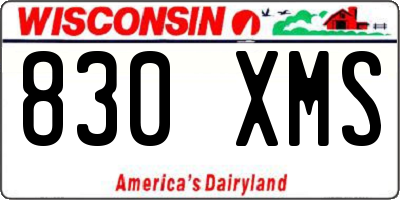 WI license plate 830XMS