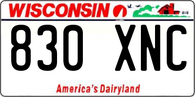 WI license plate 830XNC
