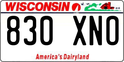 WI license plate 830XNO