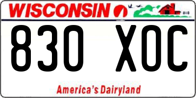 WI license plate 830XOC