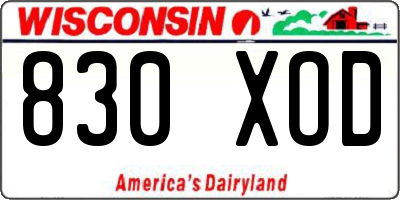 WI license plate 830XOD
