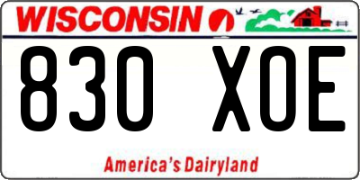 WI license plate 830XOE