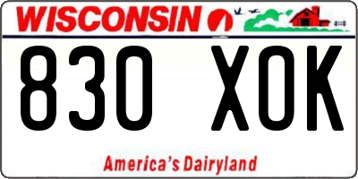 WI license plate 830XOK