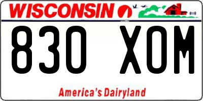 WI license plate 830XOM