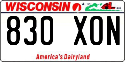 WI license plate 830XON