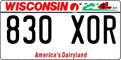 WI license plate 830XOR