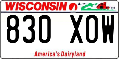 WI license plate 830XOW