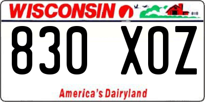 WI license plate 830XOZ