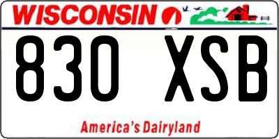 WI license plate 830XSB
