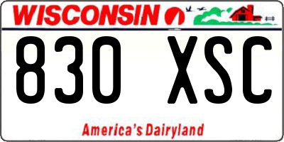 WI license plate 830XSC