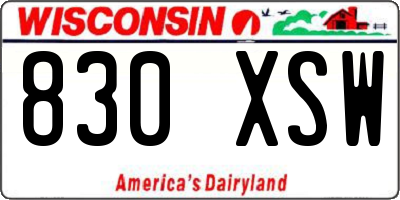 WI license plate 830XSW