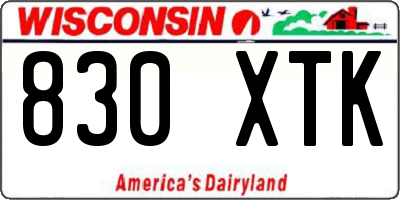 WI license plate 830XTK