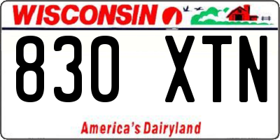 WI license plate 830XTN