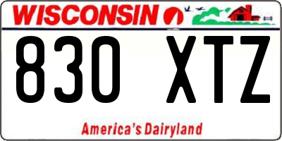 WI license plate 830XTZ