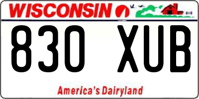 WI license plate 830XUB