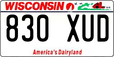 WI license plate 830XUD