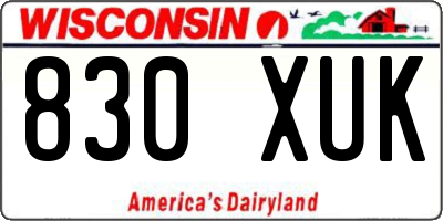 WI license plate 830XUK