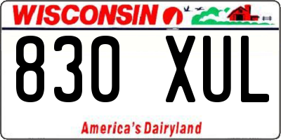 WI license plate 830XUL