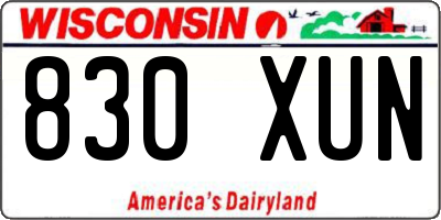 WI license plate 830XUN