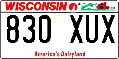 WI license plate 830XUX