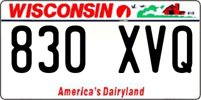 WI license plate 830XVQ