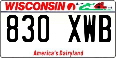 WI license plate 830XWB