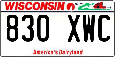 WI license plate 830XWC