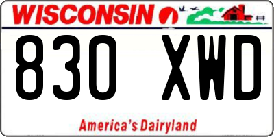 WI license plate 830XWD