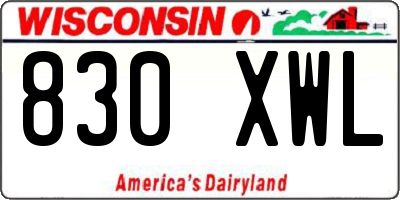 WI license plate 830XWL