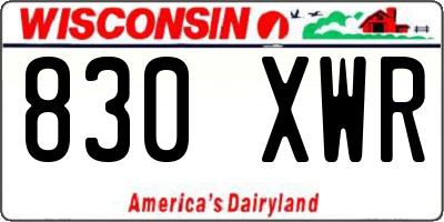 WI license plate 830XWR