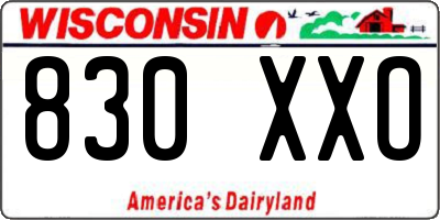 WI license plate 830XXO