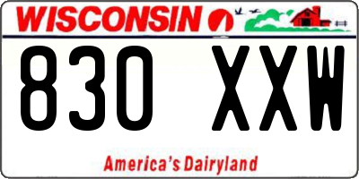 WI license plate 830XXW