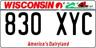WI license plate 830XYC
