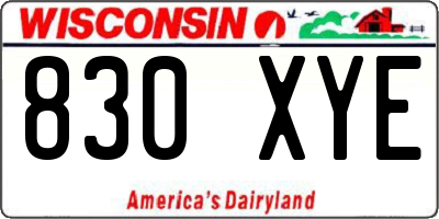 WI license plate 830XYE