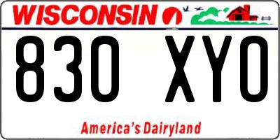 WI license plate 830XYO