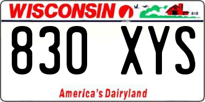 WI license plate 830XYS