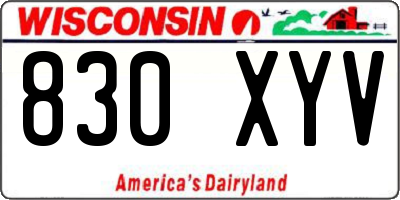 WI license plate 830XYV