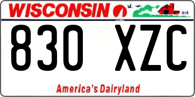 WI license plate 830XZC