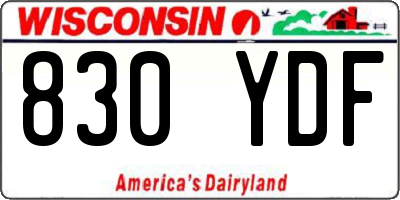 WI license plate 830YDF